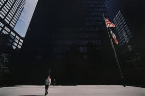 Skyscraper with Person and Flag Pole, New York, 1977